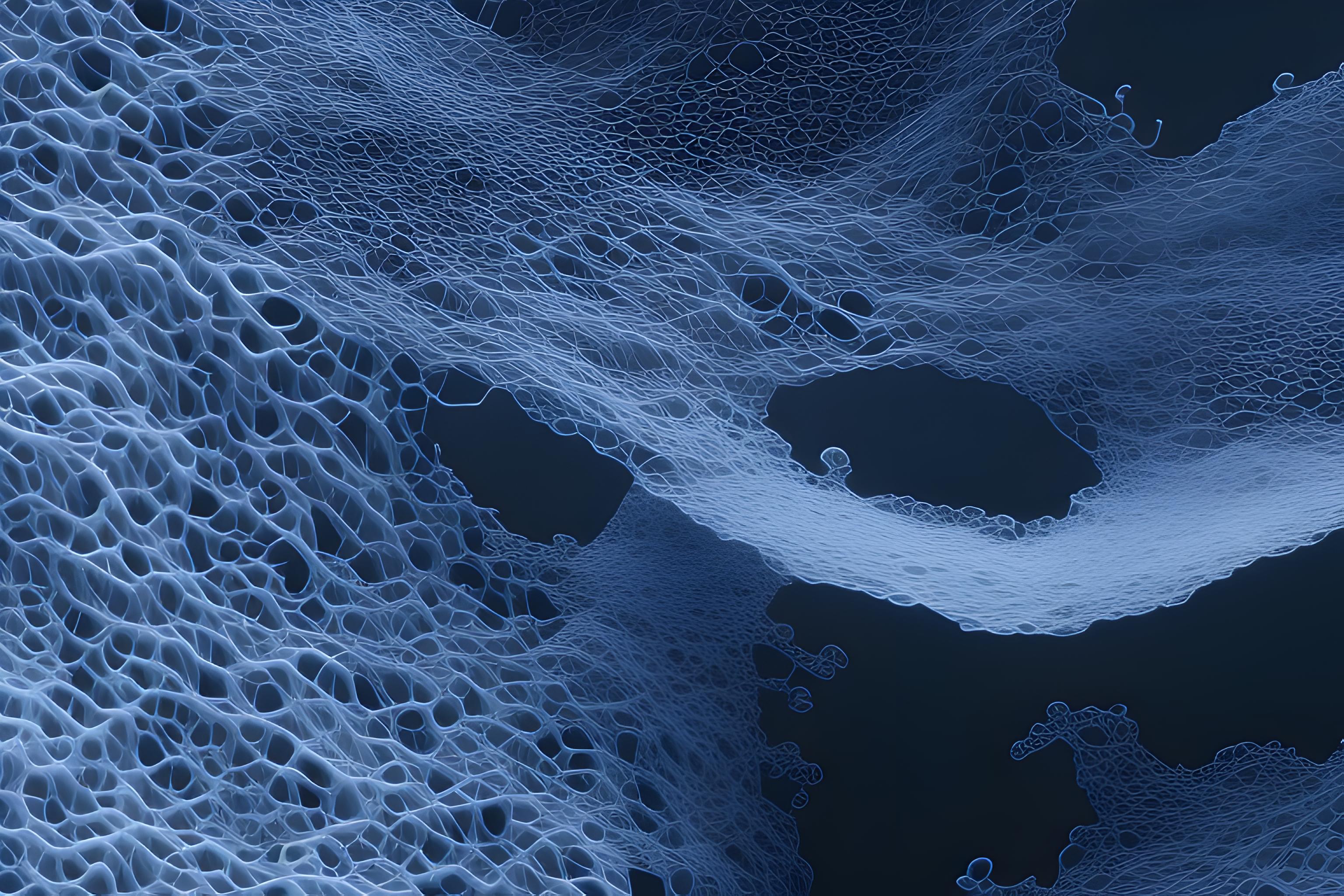 16:9 4K desktop wallpaper, 3840x2160, minimalist futurism meets deep-sea aesthetics. Deep navy blue to ink black gradient, low contrast, low saturation, calm and restrained. The central 55% area is a large dark negative space with only subtle fog and gradient, keeping Web UI text readable. In the lower-left or upper-right corner, an abstract whale silhouette made of translucent cyan-blue particles, thin-line networks and faint data streams, not realistic, not dominant, like a holographic projection in the deep sea. Background with ultra-thin contour lines, star-map connections and slowly drifting data particles, rich detail at edges but clean in the center. Subtle glassmorphism, volumetric fog, depth of field, soft cyan glow, tiny violet accents and very little warm gold. Eastern negative-